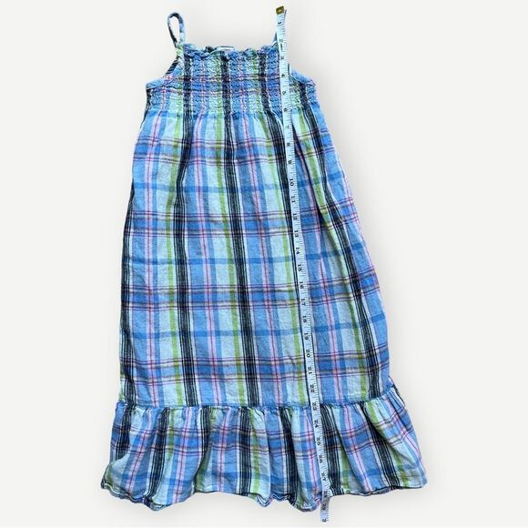Old Navy Girl’s Plaid Sleeveless Ruffle Hem Linen Blend Tank Sun Dress. 4. 4T. - Picture 4 of 6